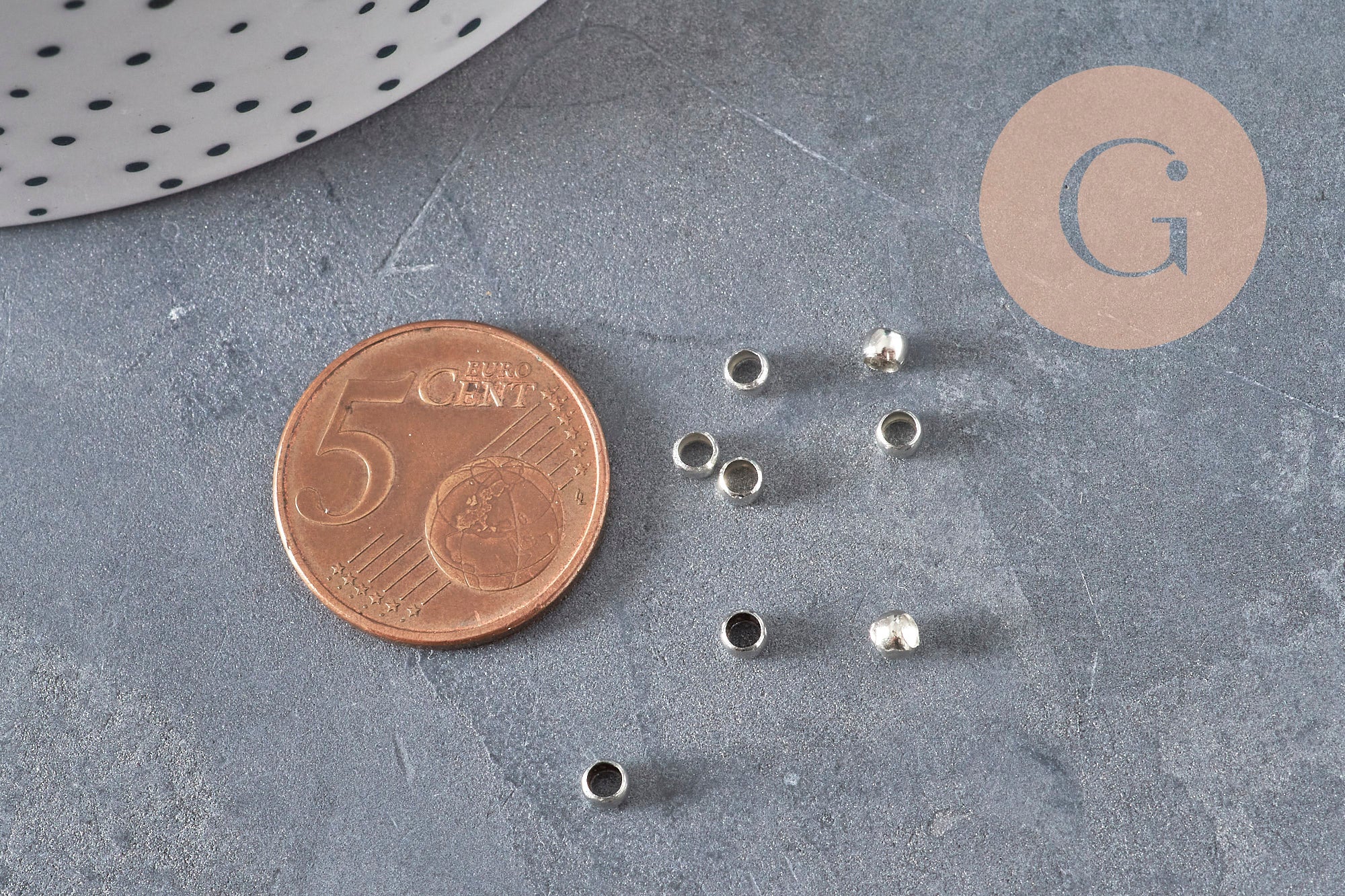 Crimp Beads Platinum Brass 3x2mm, x2 grams (G11207)
