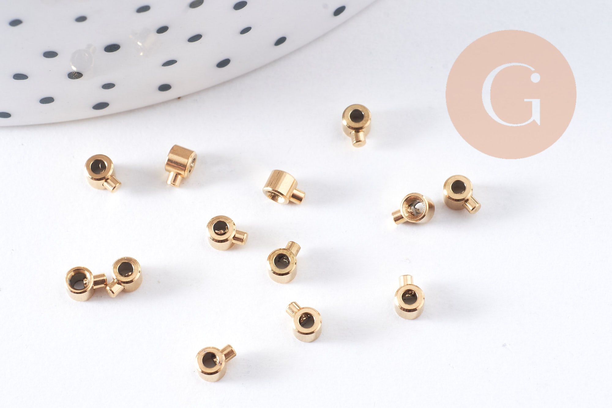Perles à écraser tube 2 en 1 acier 304 inoxydable doré/platine IP 3.5x2mm x5 (G10748)