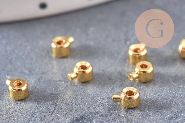 Perles à écraser tube 2 en 1 laiton platine ou dorée 4.5mm, x10 (G10825)