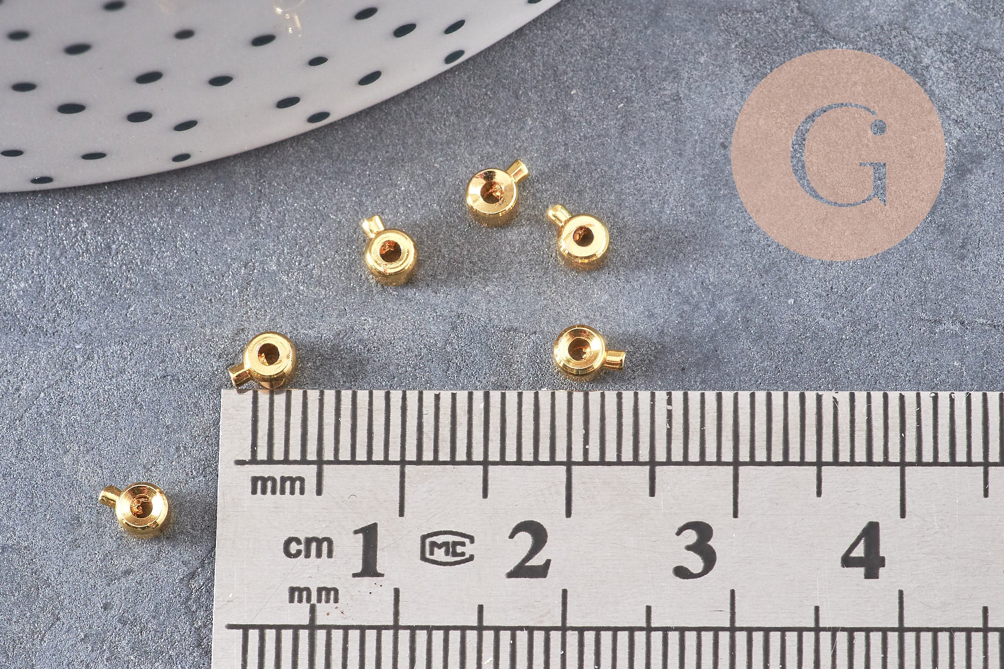 Perles à écraser tube 2 en 1 laiton platine ou dorée 4.5mm, x10 (G10825)