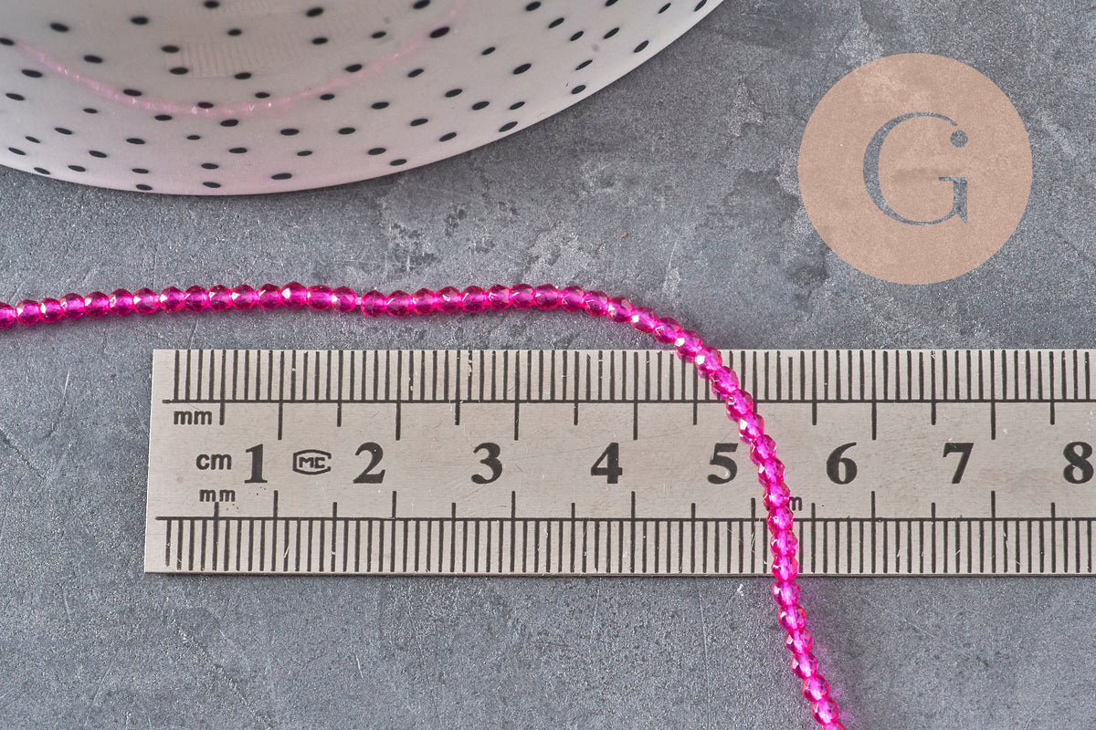 Perles abacus cristal à facette rose fuchsia 2mm, x1 fil de 36cm (G11342)-Perles-Gingerlily Perles