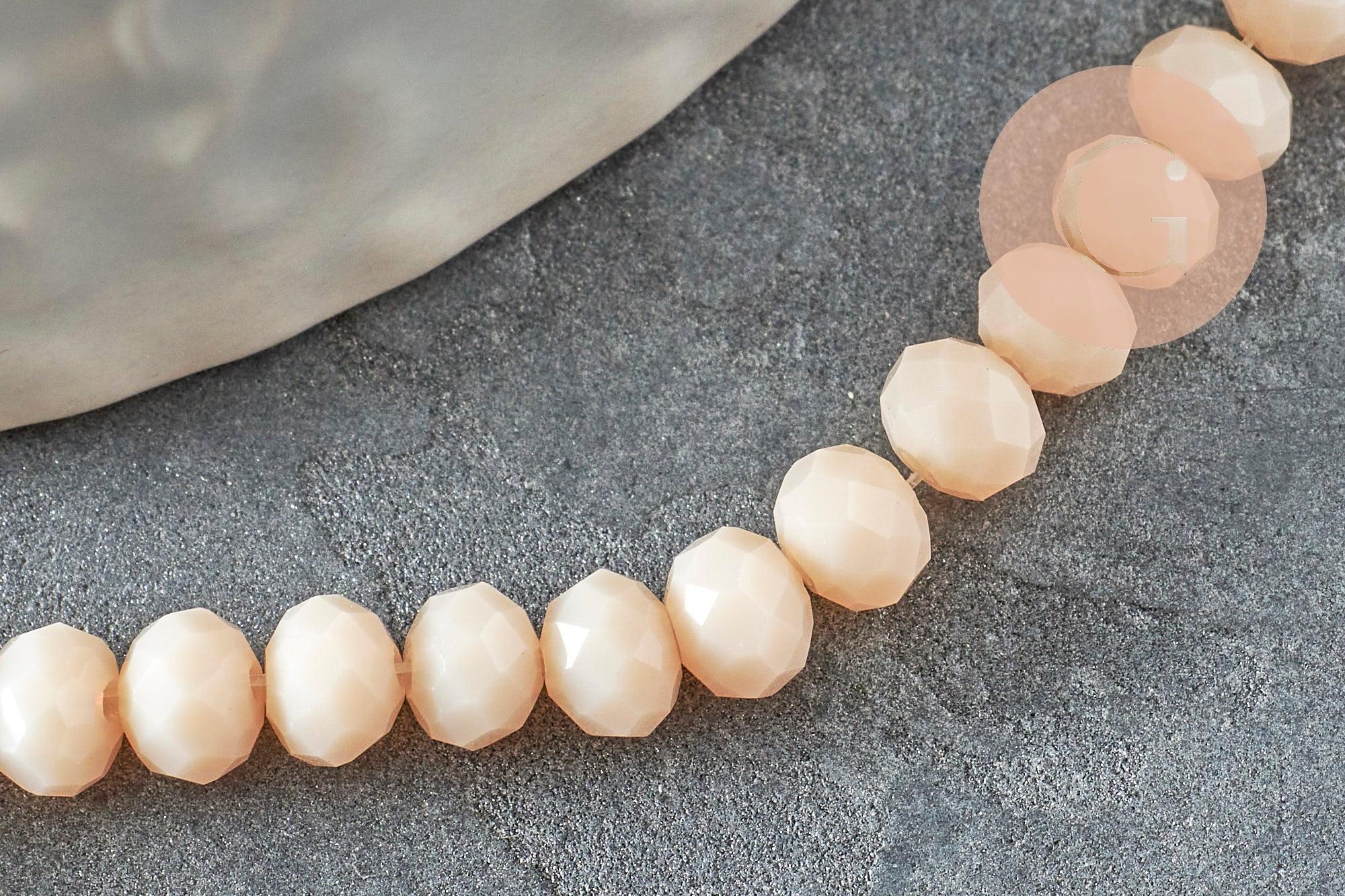 Perles abacus cristal beige opaque 4x3mm, perle cristal verre facette,fil de 40cm x1 (G8521)