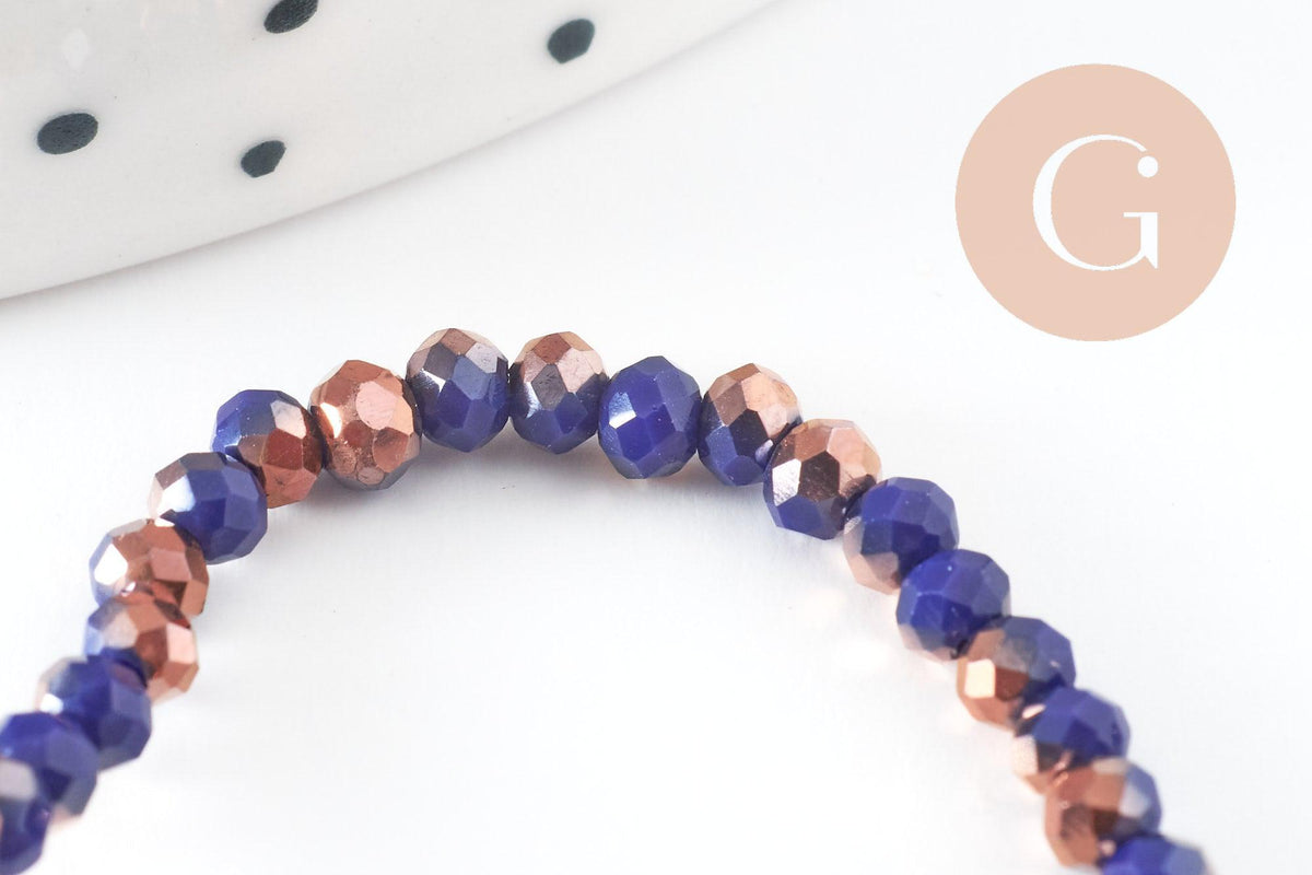 Perles abacus cristal bleu or 3x2mm, x1 fil de 38cm (G6178)