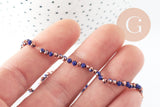 Perles abacus cristal bleu or 3x2mm, x1 fil de 38cm (G6178)