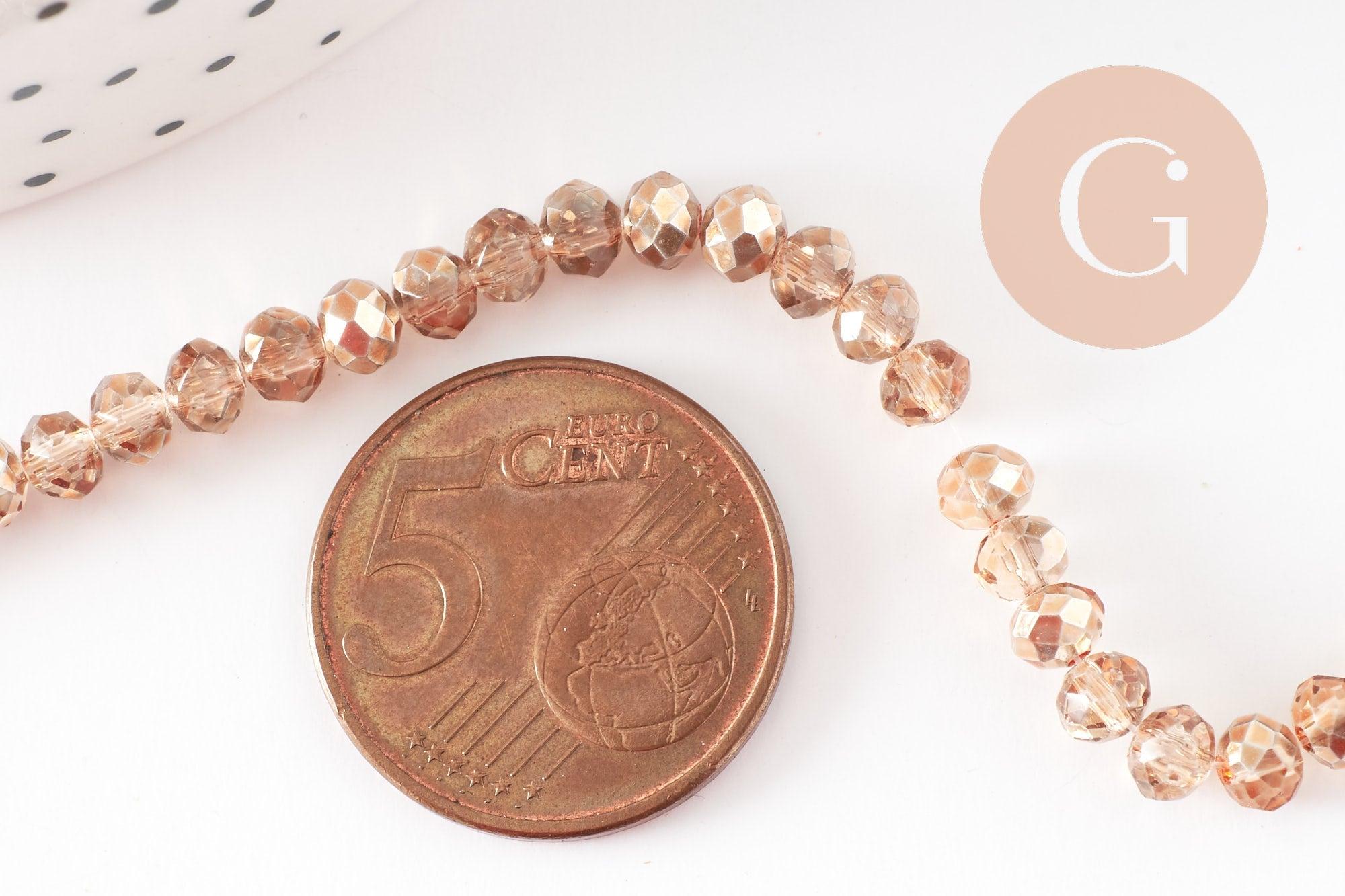 Perles abacus cristal doré irisé facette 4x3mm, x1 fil de 45cm (G7496)