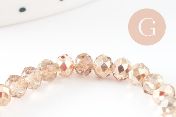 Perles abacus cristal doré irisé, perle cristal verre facette,4x3mm, fil de 45cm, x1 (G7496)