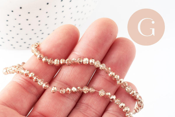 Perles abacus cristal doré irisé, perle cristal verre facette,4x3mm, fil de 45cm, x1 (G7496)