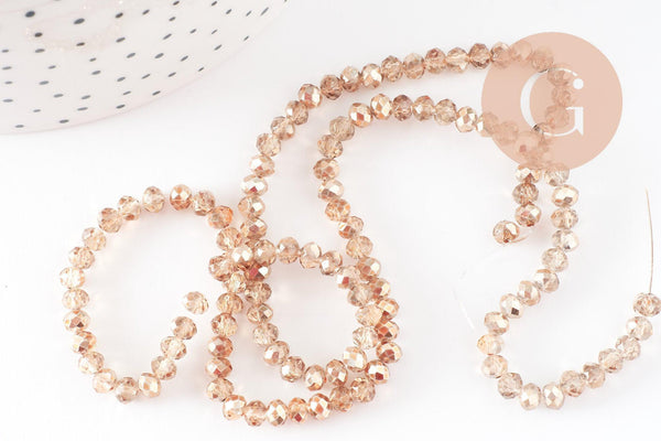 Perles abacus cristal doré irisé, perle cristal verre facette,4x3mm, fil de 45cm, x1 (G7496)