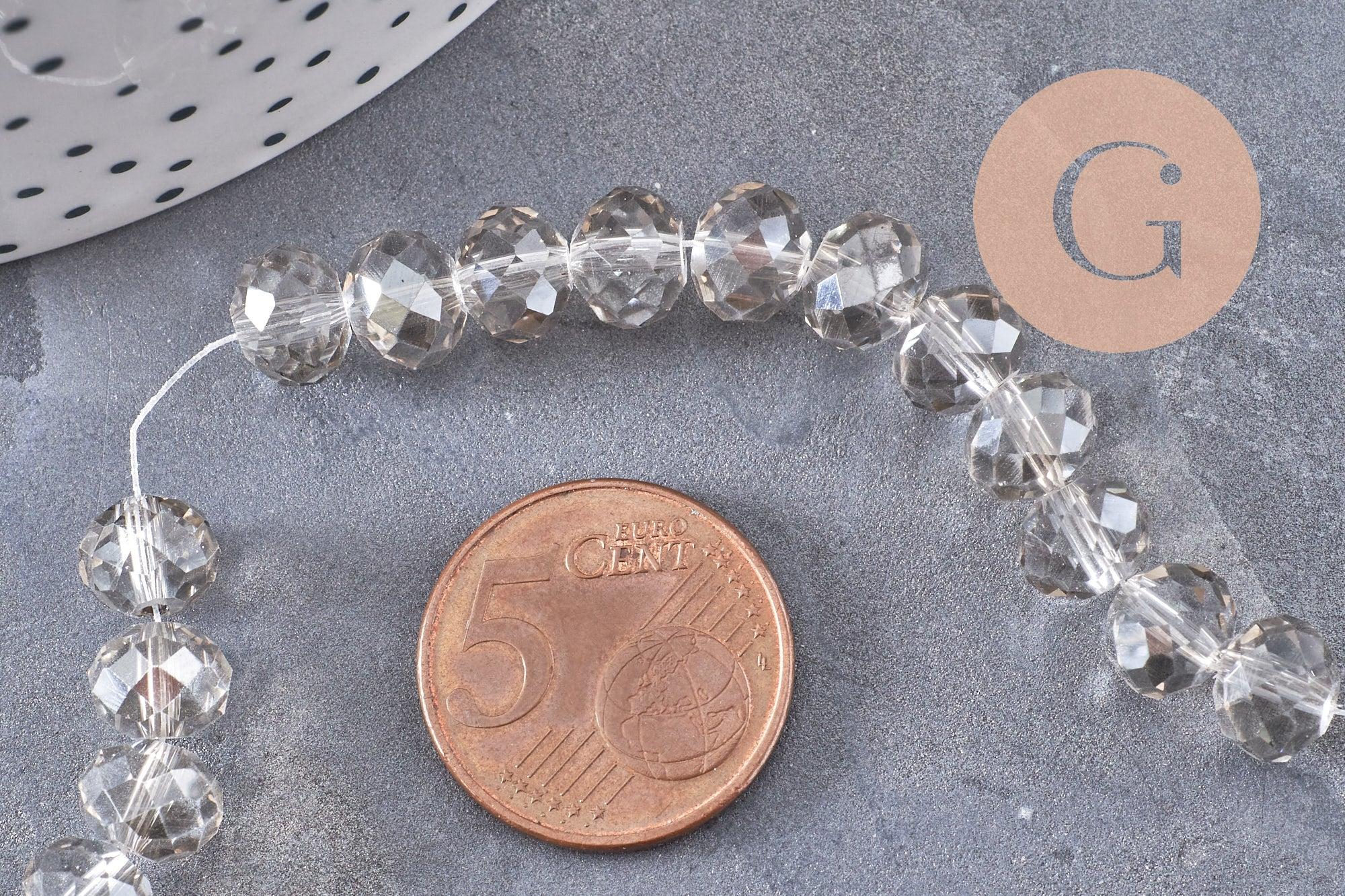 Perles abacus cristal facette gris 8mm x1 fil de 39cm (G0660)