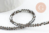 Perles abacus cristal gris transparent irisé 3.5x2.5mm, perles bijoux cristal facette, x1 fil 25.4cm (G6758)