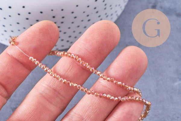 Perles abacus cristal jaune ambre irisé 2.7mm, x1 fil de 28cm (G10951)