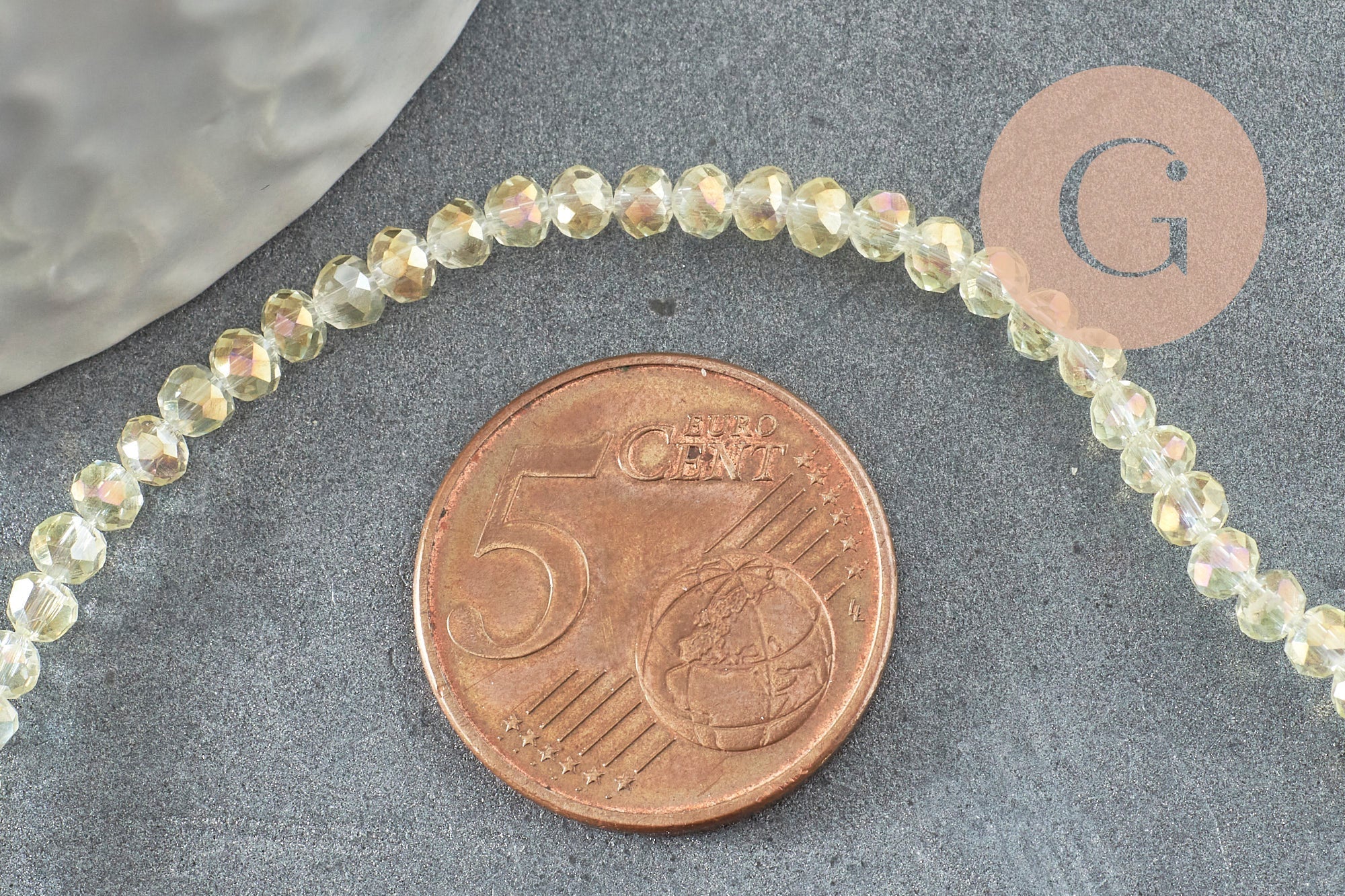 Perles abacus cristal jaune irisé 3.5x2.5mm, fil de 25.4cm x1 (G6762)
