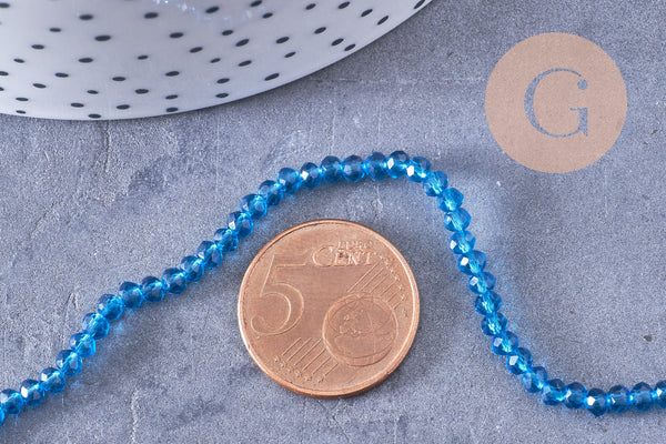 Perles abacus cristal turquoise 2.9mm, x1 fil de 35cm (G10948)