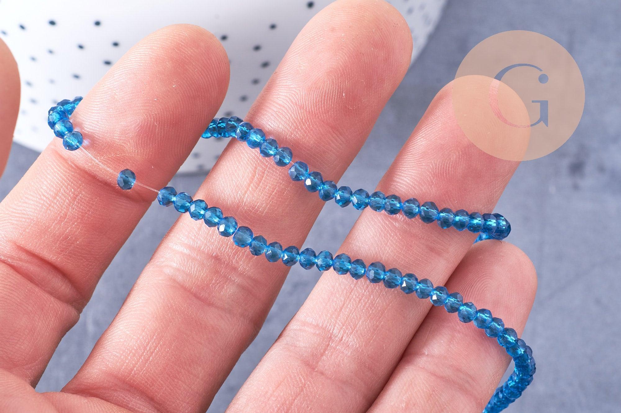 Perles abacus cristal turquoise 2.9mm, x1 fil de 35cm (G10948)