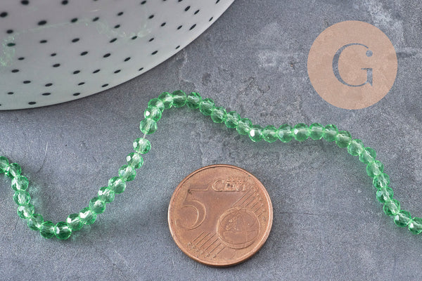 Perles abacus cristal vert clair transparent 3.5mm, x1 fil de 29cm (G10992)