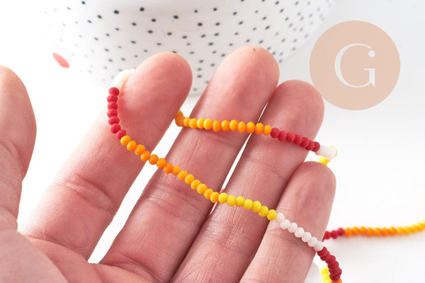 Perles abacus verre jaune orange camaïeu 3x2.5mm, perles cristal, fil de 42.5cm, x1 (G7828)