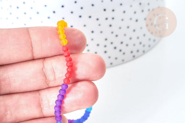 Perles abacus verre multicolore 2mm, création bijoux perles cristal, fil de 42.5cm, X1 (G7827)