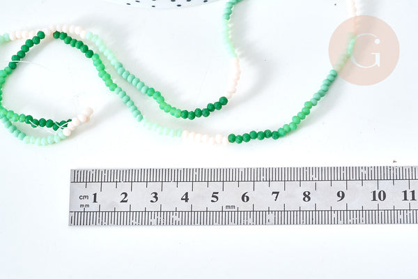 Perles abacus verre vert camaïeu 3x2.5mm, perles cristal, le fil de 42.5cm, x1 (G7830)