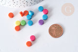 Perles acrylique rondes plates couleur mixte 8mm, création bijou plastique, création bijoux fantaisie, x50 (G7976)