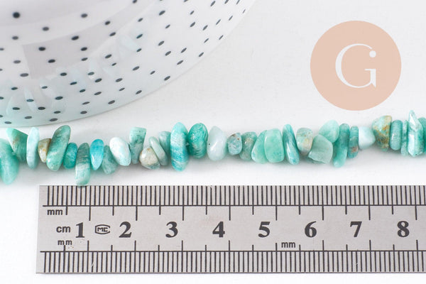 Perles chips amazonite naturelle 5-14mm, pour fabrication de bijoux pierre, fil 40 cm x1 (G5180)