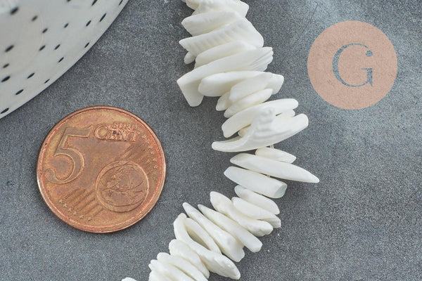 Perles chips coquillage naturel 6~12mm, x1 fil de 41cm (G3867)