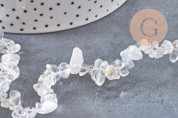 Perles chips cristal de roche naturel 5-8mm, x1 fil 80cm (G10911)