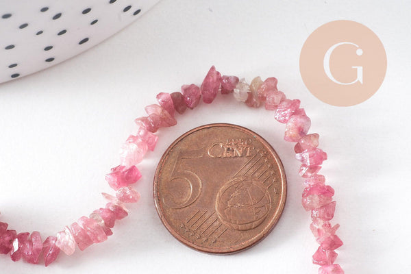 Perles chips tourmaline naturelle, x1 fil de 40 cm (G1020)