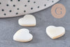 Perles coeur nacre blanche naturelle 13mm, x5 (G1073)