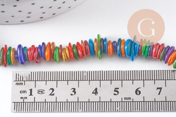 Perles coquillage naturel multicolore 5-10mm, x1 fil (G3031)
