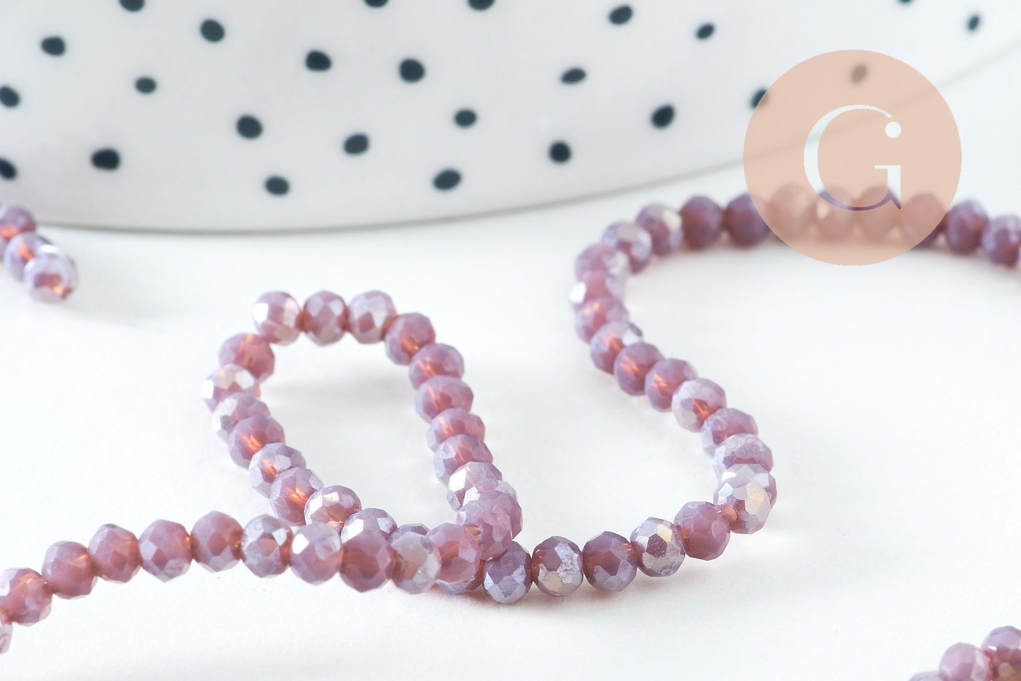 Perles cristal abacus lilas irisé 3.3x2mm, fil de 34cm x1 (G10726)