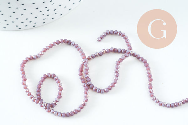Perles cristal abacus lilas irisé 3.3x2mm, fil de 34cm x1 (G10726)