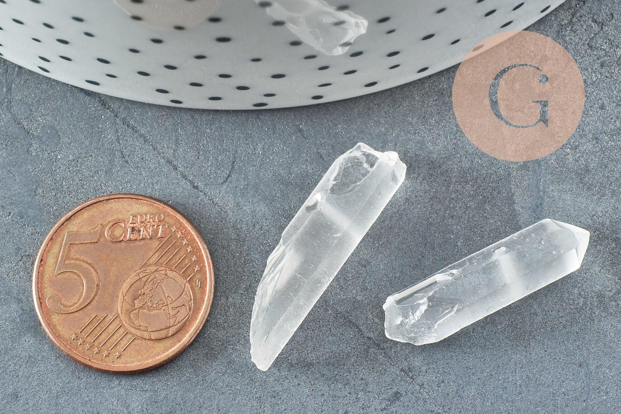 Perles cristal de roche naturel brut transparent, x10 (G0757)