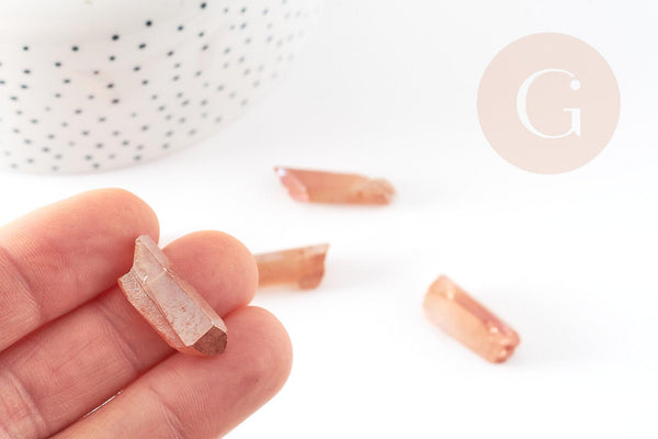 Perles cristal de roche orange irisé 10-45mm, perle pierre brute, perle pierres, pierre naturelle, x5 (G0977)