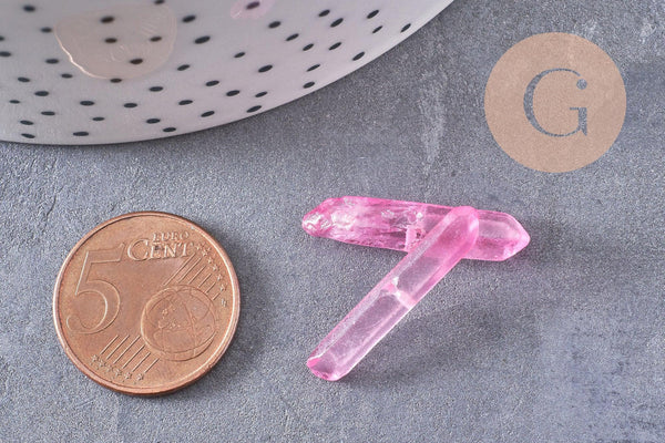 Perles cristal de roche rose, pierre brute, perle pierres, pierre naturelle, 14-30mm x10 (G3857)