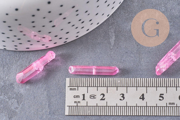 Perles cristal de roche rose, pierre brute, perle pierres, pierre naturelle, 14-30mm x10 (G3857)