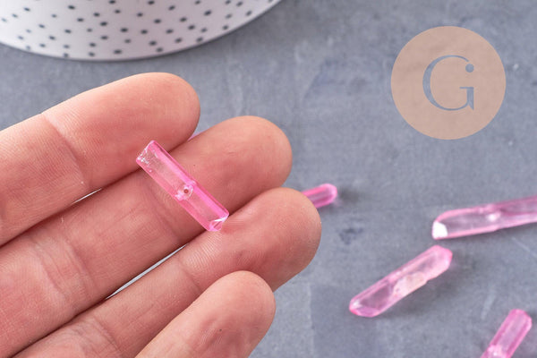 Perles cristal de roche rose, pierre brute, perle pierres, pierre naturelle, 14-30mm x10 (G3857)