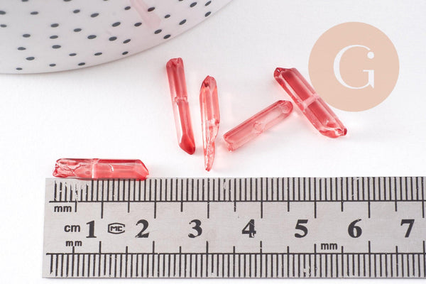 Perles cristal de roche rouge ,pierre brute, perle pierres, pierre naturelle,14-30mm, x10 (G3400)