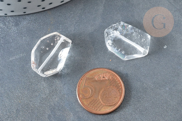 Perles cristal de roche transparent 24-28mm, pierre naturelle, x1 (G8406)