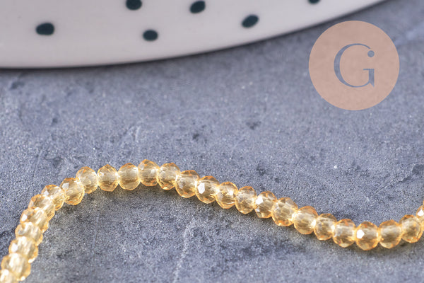 Perles cristal facette jaune topaze 8mm, x1 fil de 28cm (G0573)