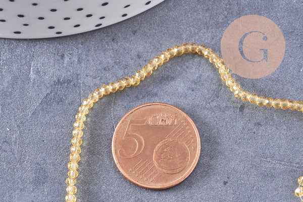 Perles cristal facette jaune topaze 8mm, x1 fil de 28cm (G0573)