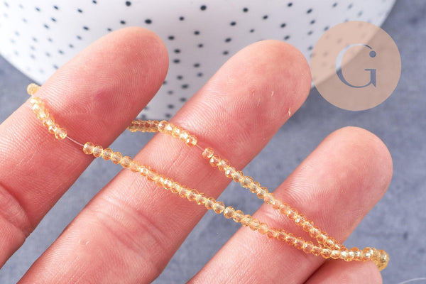 Perles cristal facette jaune topaze 8mm, x1 fil de 28cm (G0573)