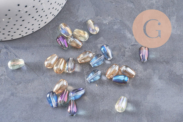 Perles cristal goutte multicolore, cristal autrichien, perles goutte, perle création bijoux 8x13mm, x50 (G2733)