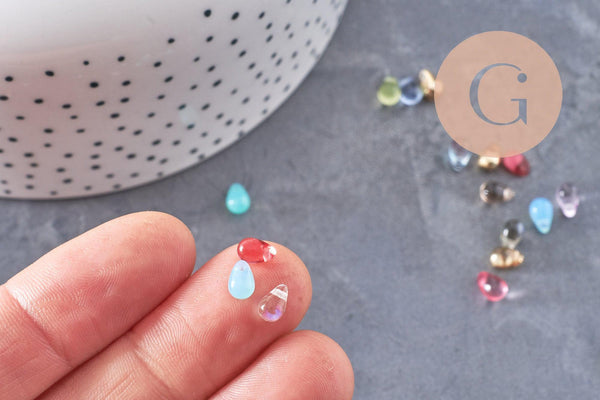 Perles cristal goutte multicolore cristal tchèque 6.5x4.5mm, x50 (G4187)