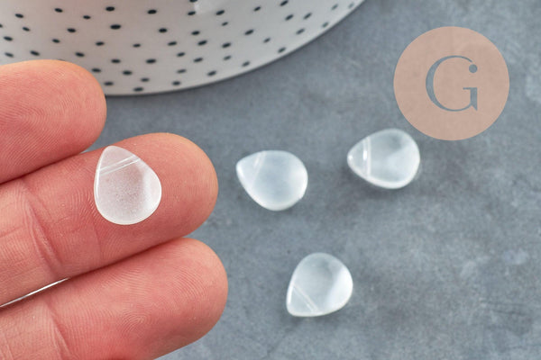 Perles cristal goutte transparent, verre, perles goutte, perle ,10x12.5mm, x10 (G6360)