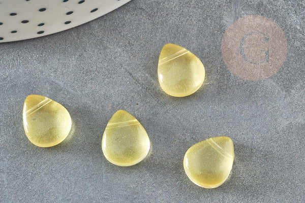 Perles cristal goutte verre jaune 10x12.5mm, x10 (G4193)