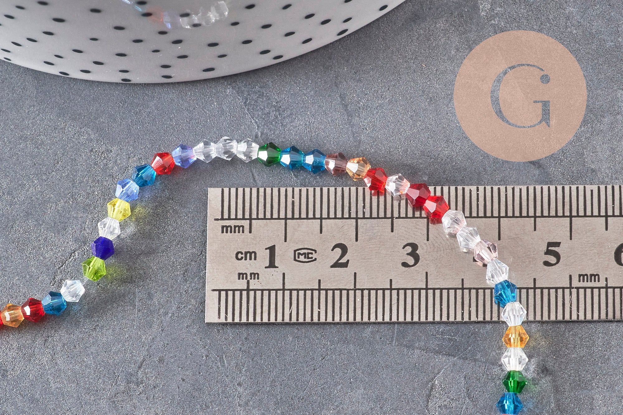 Perles cristal toupies à facette multicolore 3-3.3mm, x1 fil de 32.5cm (G11127)