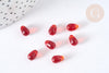 Perles cristal transparent goutte rouge 9mm, verre,x50 (G7296)