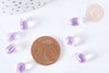 Perles cristal violet transparent goutte paillettes dorées 9mm, création bijoux verre, x50 (G7284)