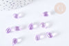 Perles cristal violet transparent goutte paillettes dorées 9mm, création bijoux verre, x50 (G7284)