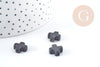 Perles croix en Onyx naturelle noire 12mm,perles pierre, x5 (G8280)